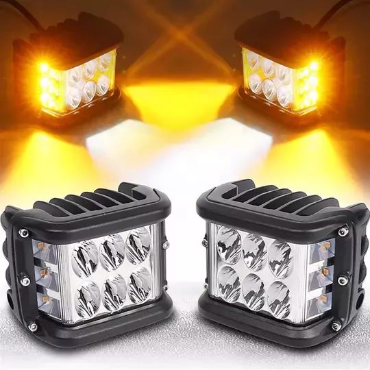 3 Mod Beyaz Turuncu Flaşlı 45W 12 LED Off Road Lambası Delici Yayıcı Motosiklet Sis Farı