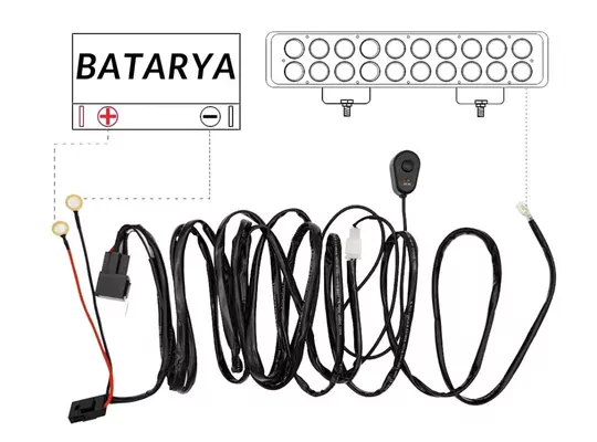 300W 16 AWG Kablo Demeti 15A Off Road Led Açma Kapama Kumandalı Kablo 300W 16 AWG Kablo Demeti 15A Off Road Led Açma Kapama Kumandalı Kablo