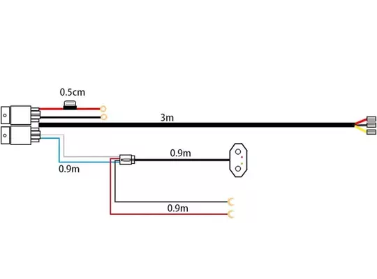 300W 16 AWG Kablo Demeti 15A Off Road LED Çift Tuşlu Kumandalı Kablo Açma Kapma
