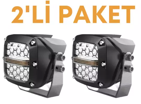 60W Beyaz Turuncu Petek Çalışma Tekne Led Sürüş Lambası Su Geçirmez Off Road Sis Farı