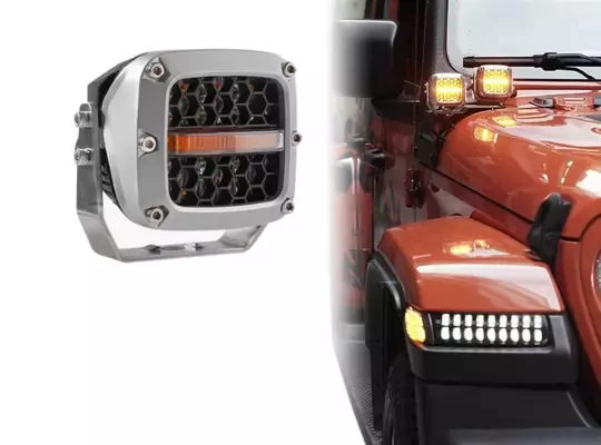 60W Beyaz Turuncu Petek Çalışma Tekne Led Sürüş Lambası Su Geçirmez Off Road Sis Farı