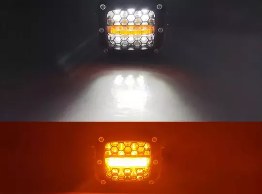 60W Beyaz Turuncu Petek Çalışma Tekne Led Sürüş Lambası Su Geçirmez Off Road Sis Farı