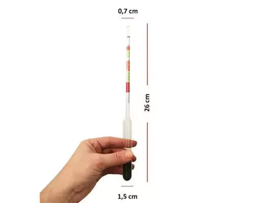 26Cm Üçlü Ölçek Hidrometre Fermante Alkol Ölçüm Cihazı 26Cm Üçlü Ölçek Hidrometre Fermante Alkol Ölçüm Cihazı