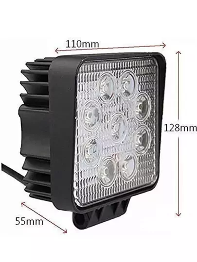 22W Kare 9 Ledli Sis Farı Off Road Çalışma Tekne Lambası
