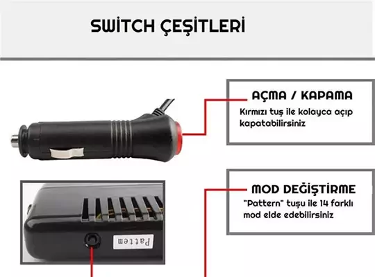 S12 12V Çakmaklık Girişli Cam Içi Vantuzlu Yanıp Sönen Ledi Turuncu Beyaz 12 Ledli