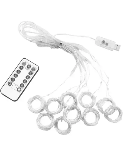 Kumandalı 8 Ayrı Moda Sahip 3 mx3 m 300 Cm X 300 cm Perde Led 10 Saçaklı Gün Işığı