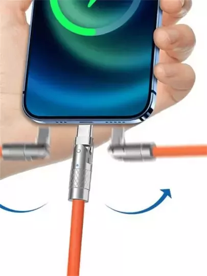 Iphone 180 Derece Lightning Dönebilen Şarj Kablosu Oynar Başlıklı Metal Uçlu 1.8 Metre
