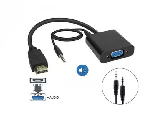 Hdmi To Vga Ses Çıkışlı Kablo Çevirici Dönüştürücü Adaptör