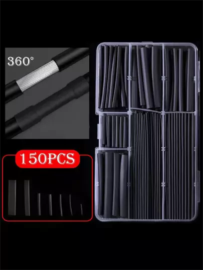 Tek Renk Isıyla Daralan Makaron Kablo Seti 150 Parça Kablo Tamir Kiti ve Düzenleyici