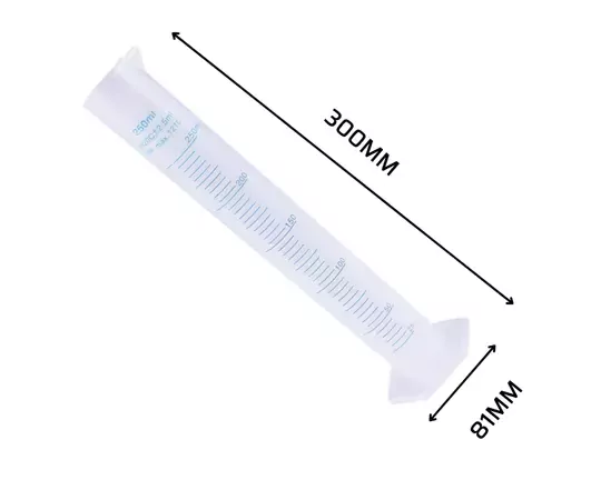 250ml Silindir Plastik Polipropilen Mezür Mavi Kabartma Skala Uzun Form
