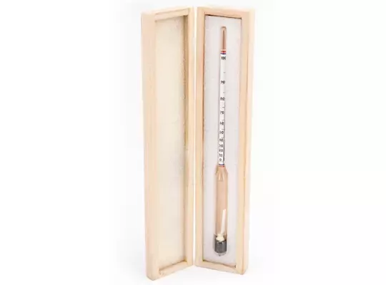 27cm Uzun Form Dansimetre Alkol-metre 0-100 Derece Alkol Oranı Ölçer - Tahta Kutulu