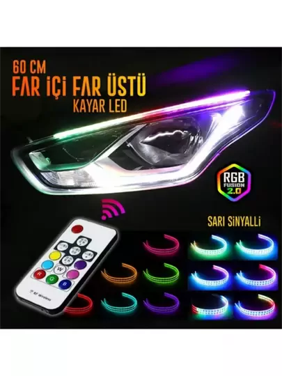 Üstü Kumandalı Far Içi & Far Kayar Led Açılış Animasyonlu 8 Renk Rgb