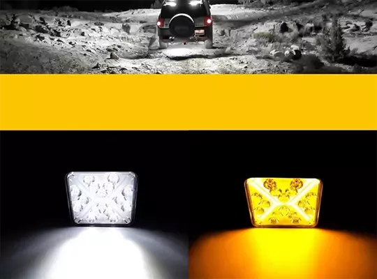 Kare Off Road Tekne 16 Led Lamba Sarı - Beyaz Aydınlatmalı