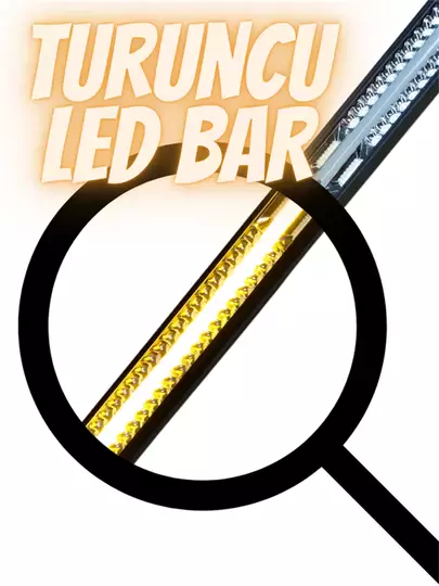 Led Bar Turuncu - Beyaz Işık Yayıcı Uzun Off Road Tekne Iş Makinesi Sis Farı 107cm
