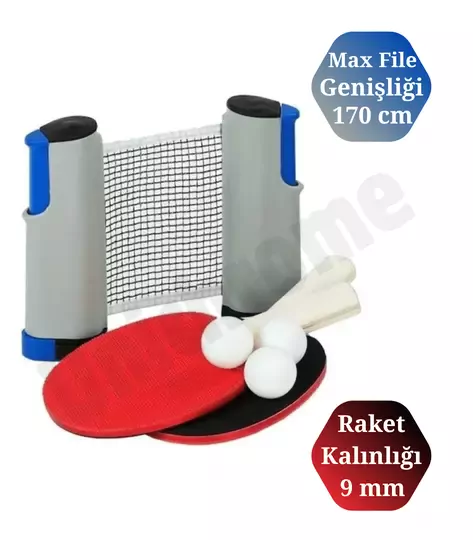 Açılır Kapanır Ayarlı Masa Tenisi File 2 Raket 3 Top Set