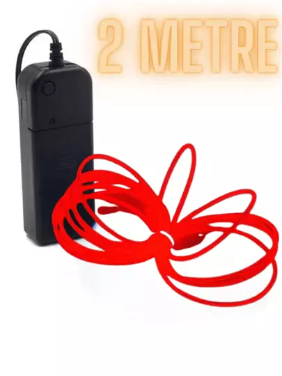 Bataryalı Araç Içi Aydınlatma Ip Şerit Torpido Led Ip Neon Dekoratif Kırmızı 2 Metre