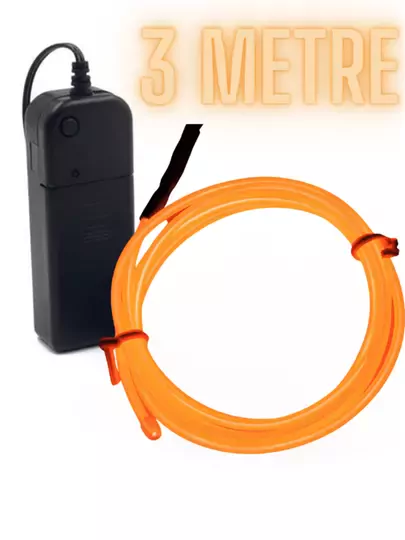 Bataryalı Araç Içi Aydınlatma Ip Şerit Torpido Led Ip Neon Dekoratif Turuncu 3 Metre