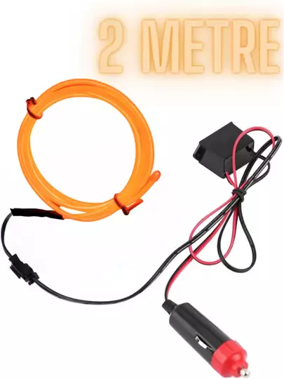 Çakmaklıklı Araç Içi Aydınlatma Ip Şerit Torpido Led Ip Neon Dekoratif Turuncu 2 Metre
