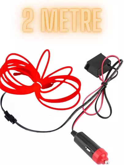 Çakmaklıklı Araç Içi Aydınlatma Ip Şerit Torpido Led Ip Neon Dekoratif Kırmızı 2 Metre