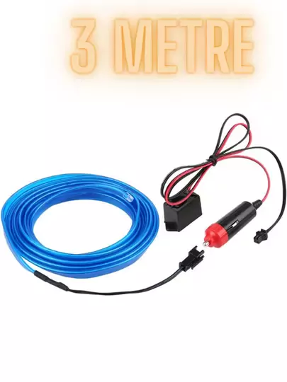 Çakmaklıklı Araç Içi Aydınlatma Ip Şerit Torpido Led Ip Neon Dekoratif Mavi 3 Metre