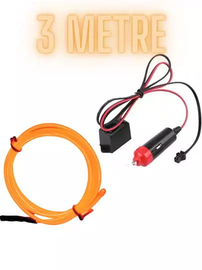 Çakmaklıklı Araç Içi Aydınlatma Ip Şerit Torpido Led Ip Neon Dekoratif Turuncu 3 Metre