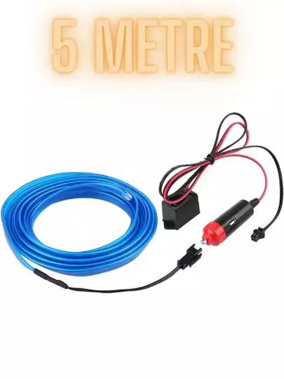 Çakmaklıklı Araç Içi Aydınlatma Ip Şerit Torpido Led Ip Neon Dekoratif Mavi 5 Metre