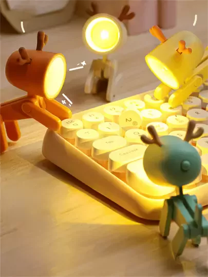Mini Mavi Led Gece Lambası Sevimli Tavşan Çocuklar Yatak Odası Başucu Oyuncak Masa Lambası