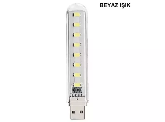 8 Led Beyaz Taşınabilir Mini Usb Led Lamba 5730 Smd Kamp Stick Led