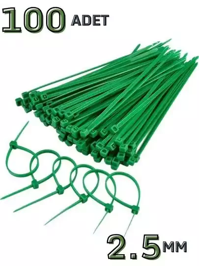 Plastik Kablo Bağı - Açık Yeşil - 2,5mmx100mm-cırt Kelepçe (100 Adet)