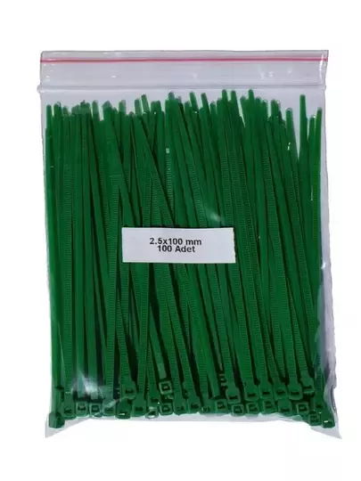 Plastik Kablo Bağı - Açık Yeşil - 2,5mmx100mm-cırt Kelepçe (100 Adet)