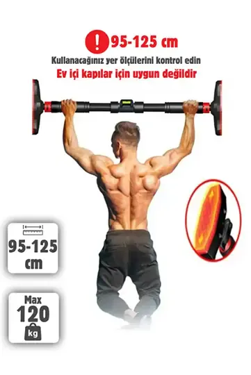 Yeni Nesil 95-125cm Koridor Barfiksi Barfix Aleti Çubuğu Çekme Barı Demiri Bar