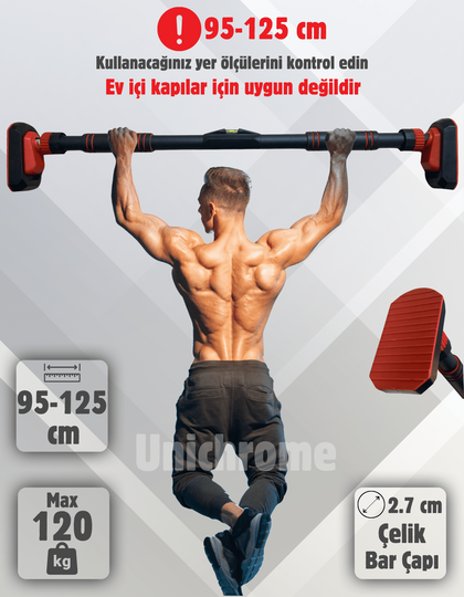 Yeni Nesil 95-125cm Koridor Barfiksi Barfix Aleti Çubuğu Çekme Barı Demiri Bar