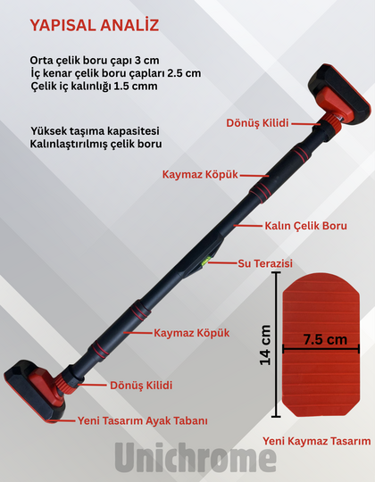 Yeni Nesil 95-125cm Koridor Barfiksi Barfix Aleti Çubuğu Çekme Barı Demiri Bar
