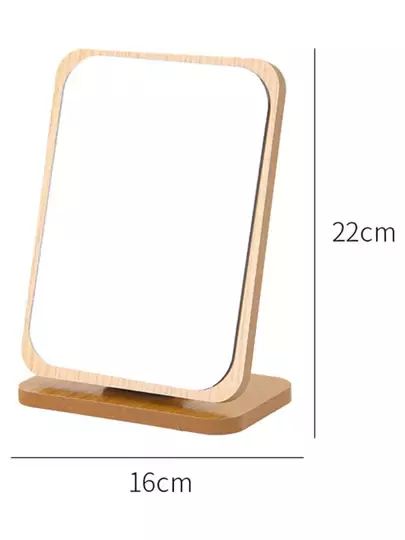 Masaüstü Ayna Eğimi Ayarlanabilir Menteşeli 22 Cm Kare Görünümlü Ahşap Makyaj Cilt Bakımı Ayna