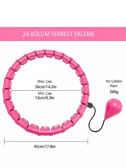 Hula Hoop Egzersiz Çemberi - Egzersiz Halkası - Ağırlıklı - Bel Bölgesi Ayarlanabilir - Hulahop