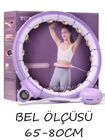 Sayaçlı Smart Hula Hoop,yer çekimi topu ve 360° masaj, 24 parça çıkarılabilir Pilates Çemberi 65-80