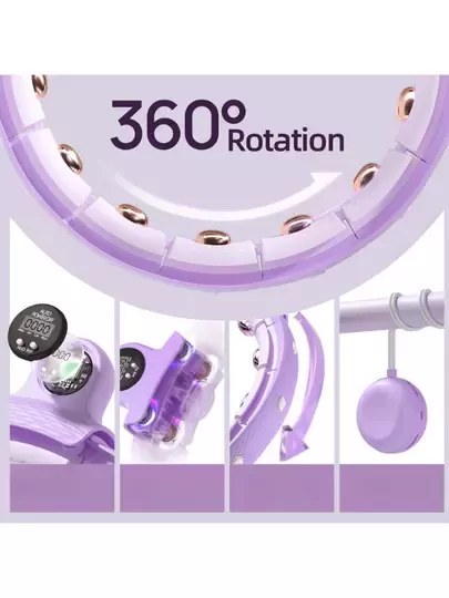 Sayaçlı Smart Hula Hoop,yer çekimi topu ve 360° masaj, 24 parça çıkarılabilir Pilates Çemberi 65-80