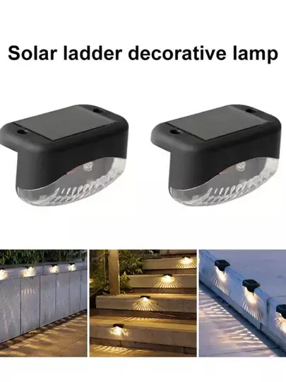 2 Adet Köşebent Merdiven Veranda Solar Güneş Enerjili Bahçe Led Lamba Dekor Bahçe Balkon Aydınlatma
