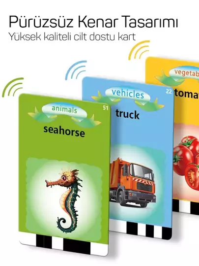 İngilizce Erken Eğitim Kartı 224 Adet Flash Sesli Konuşan Kartlar - Çok Renkli