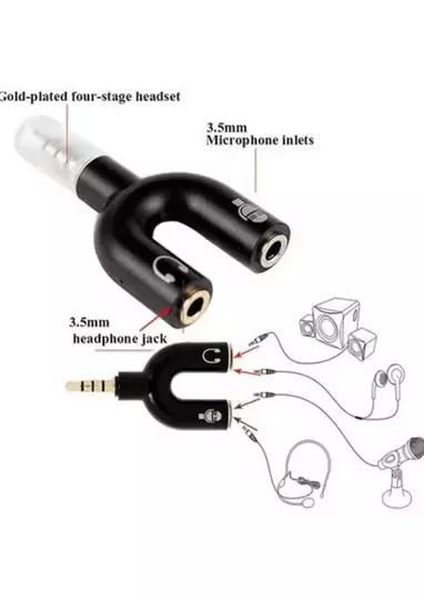 Kulaklık Mikrofon Birleştirici Adaptör 3.5mm Ayırıcı Aparat