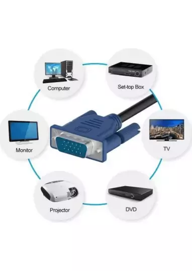 10M Orjinal VGA Görüntü Kablosu Projeksiyon Ekran Monitör LCD Tv - 10 Metre