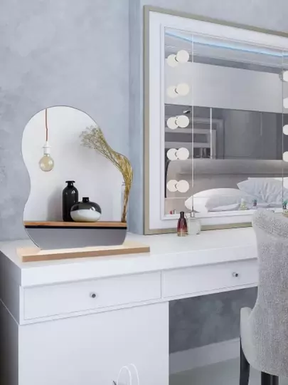 Makyaj Aynası Estetik Ahşap Makeup Mirror