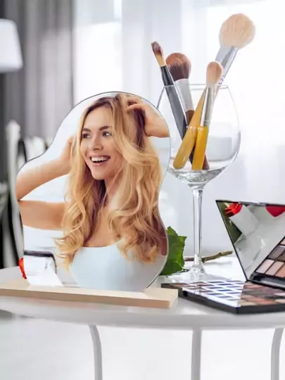 Makyaj Aynası Estetik Ahşap Makeup Mirror