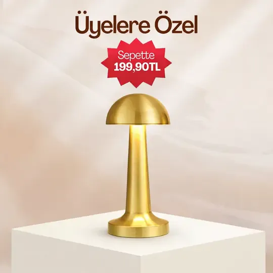 Lizbon 3 Işık Renkli Şarjlı Dim Edilebilir Masa Lambası Gold