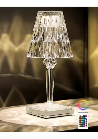Akrilik Kristal Led Şarjlı Masa Üstü Lamba Kumandalı RGB