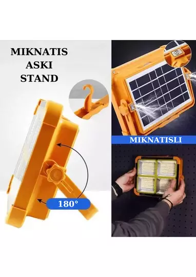 Güneş Enerjili Solar Led Projektör Taşınabilir Sarı Beyaz Ve Çakar Işık Lamba El Fenerli Güneş Enerjili Solar Led Projektör Taşınabilir Sarı Beyaz Ve Çakar Işık Lamba El Fenerli