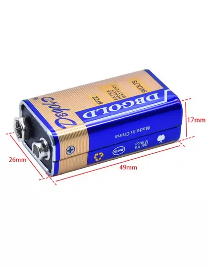9 Volt Pil - 9V Multimetre Dedektör Oyuncak Araba Drone Kumanda Pili -9Volt Çift Başlı Kare Pil