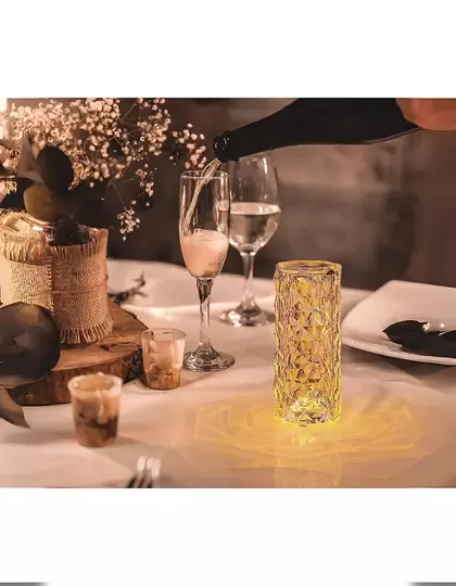 Kristal Elmas Led Dokunmatik Sensör Usb Şarjlı Masa Lambası RGB Gece Lambası