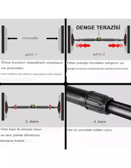 Yeni Nesil 95-125CM Kapı Barı Koridor Barfiksi Barfix Spor Aleti Demiri Barfiks Çubuğu