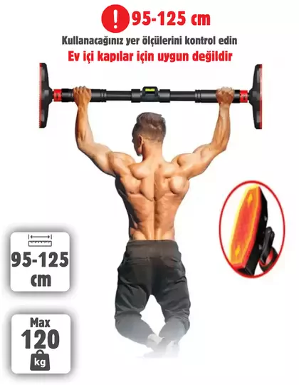 Yeni Nesil 72-95CM Kapı Barı Koridor Barfiksi Barfix Spor Aleti Demiri Barfiks Çubuğu
